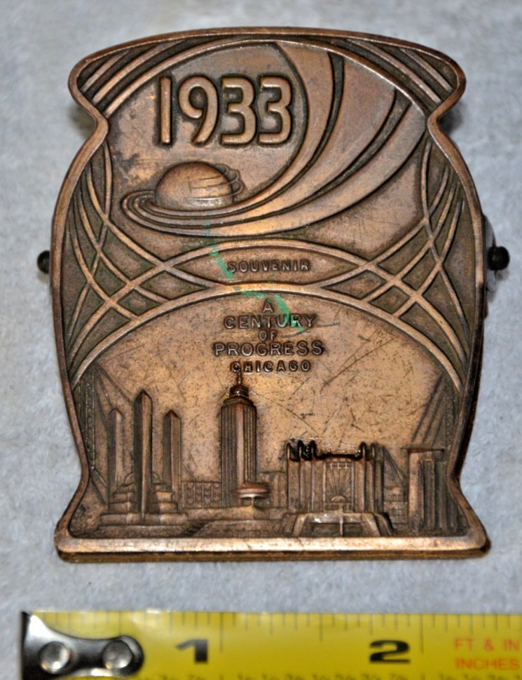 1933 A Century Of Progress Chicago World’s Fair Brass Paper Clip By GREENDUCK Co