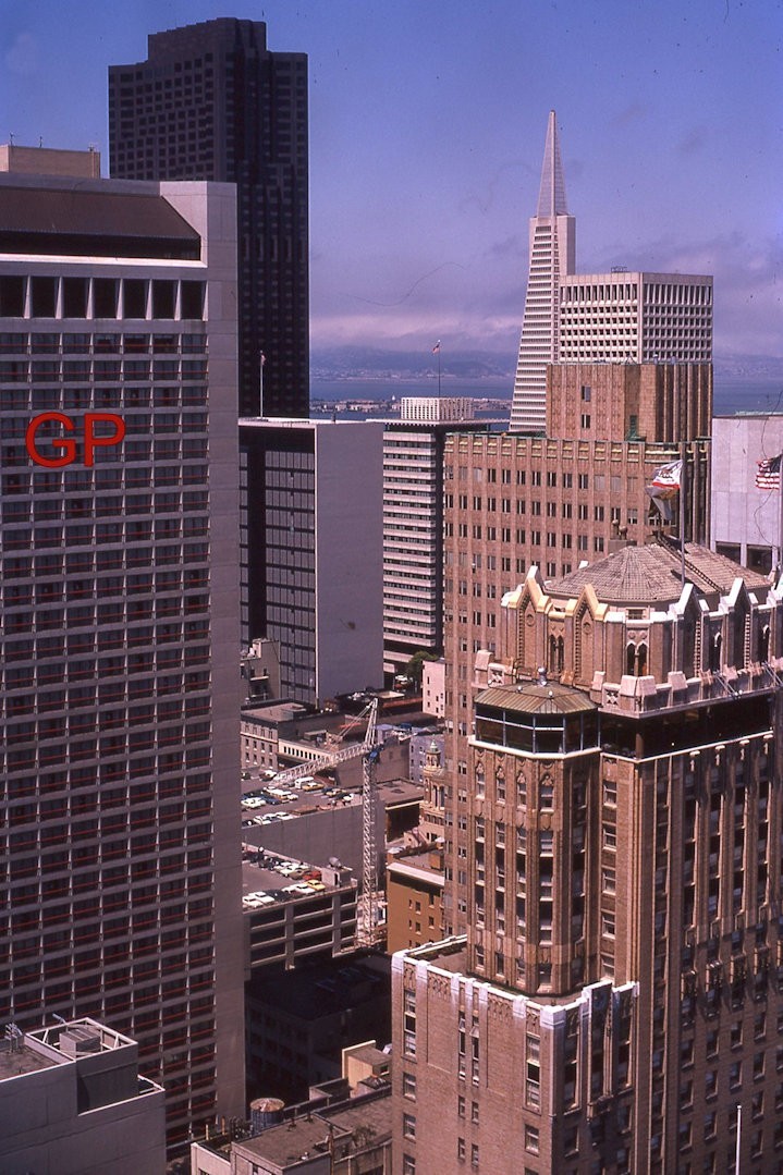 #XX168- d Old 35mm Slide Photo- San Francisco California Buildings High Up- 1975