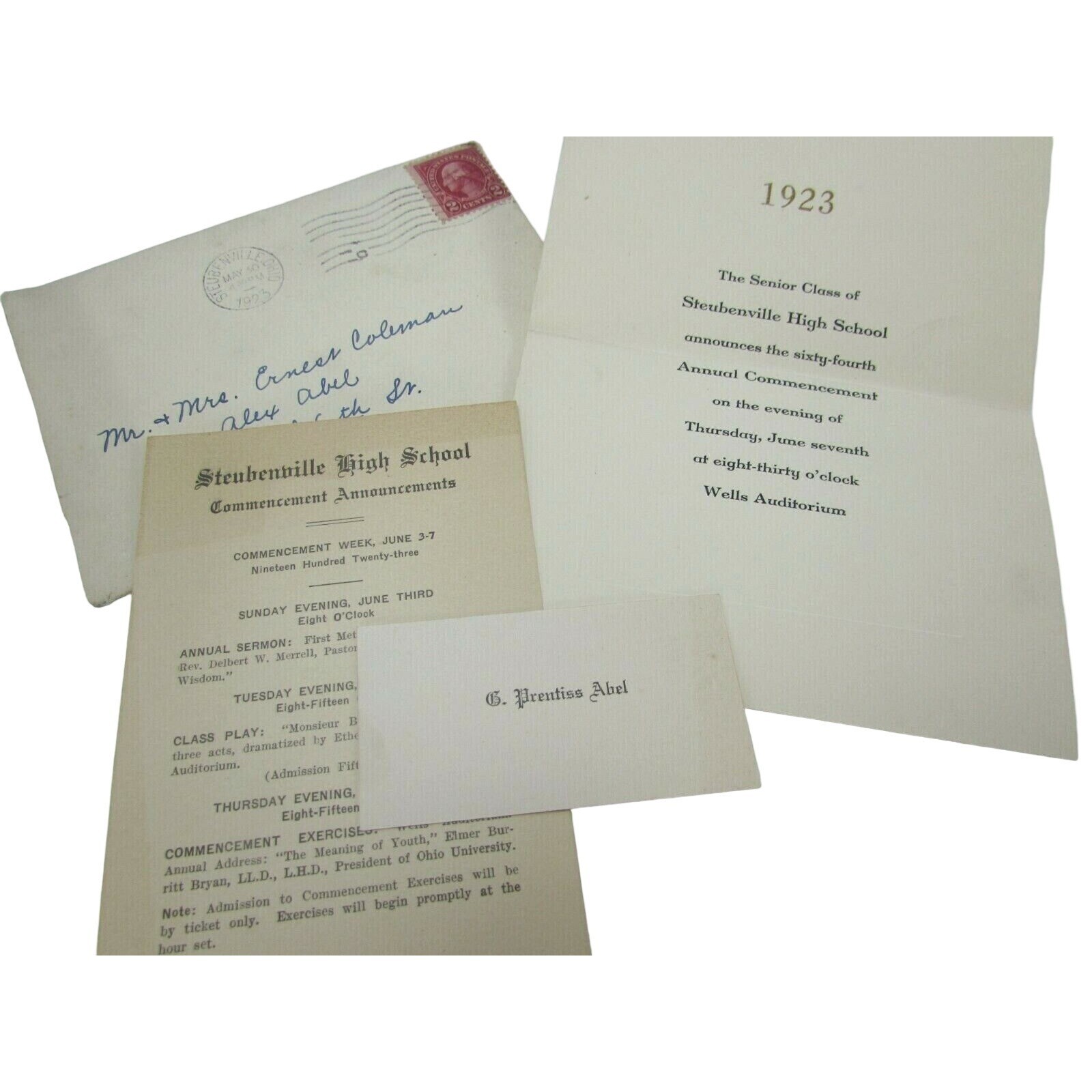 1923 High School Graduation Announcement Invitation Steubenville OH 31649 1923 High School Graduation Announcement Invitation Steubenville OH 31649