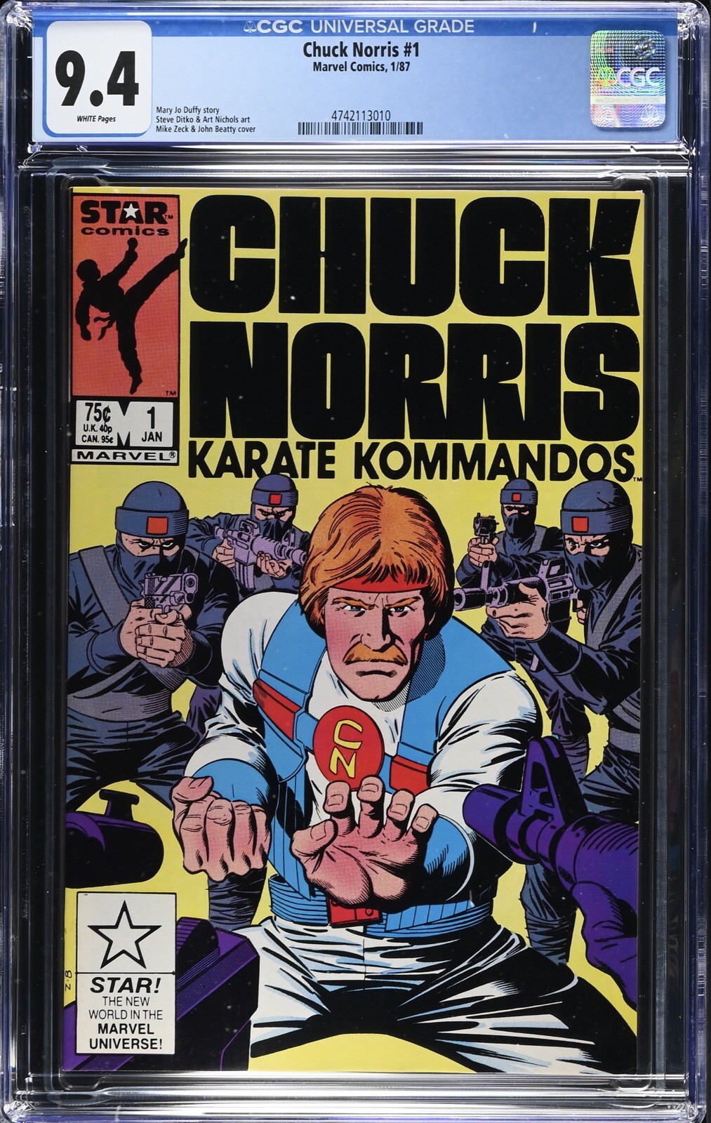 CHUCK NORRIS #1 (1987) CGC 9.4 NM⚡️Mike Zeck Cover