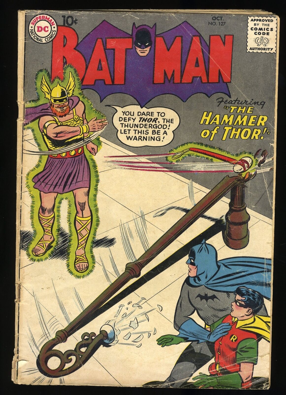 Batman #127 VG- 3.5 Swan/Kaye Thor Cover The Hammer of Thor DC Comics 1959