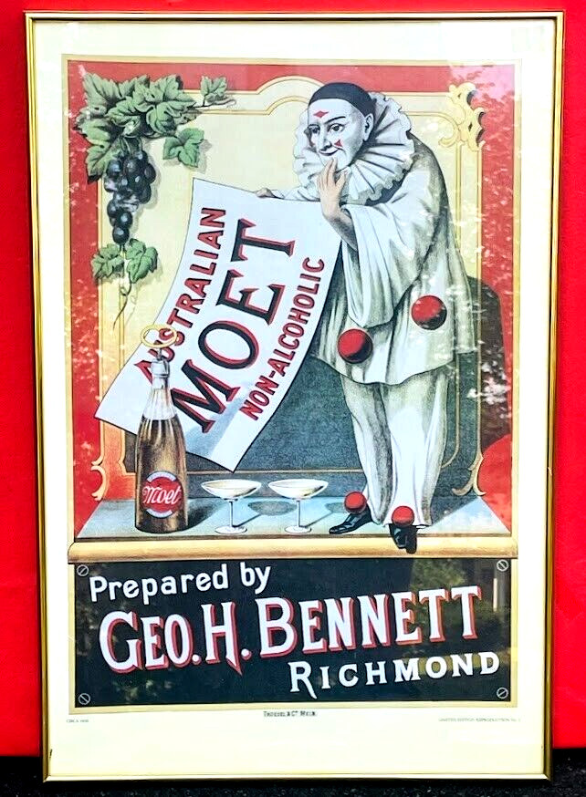 Australian Moet Non-alcoholic Geo. H. Bennett Richmond 1900 FRAMED ART PRINT