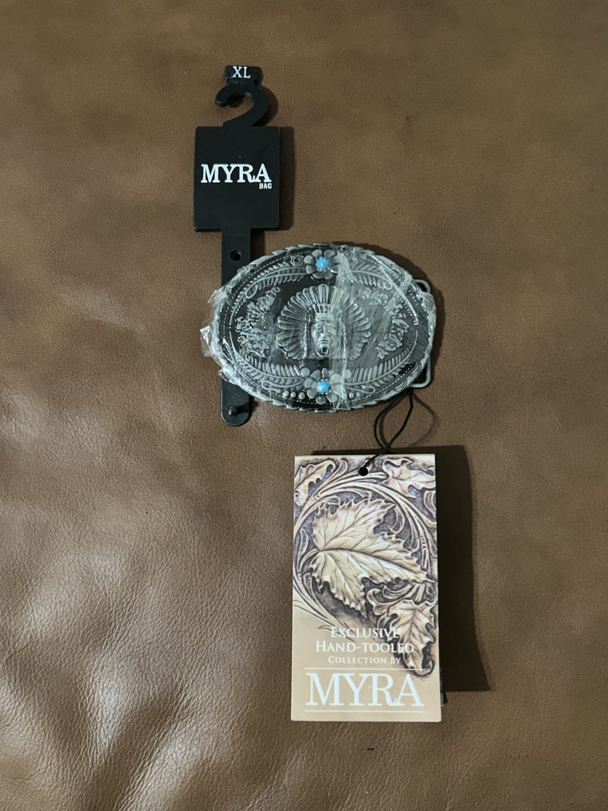 MYRA BAG Belt Buckle Native American Chief Western Turquoise Inlay NEW WITH TAGS MYRA BAG Belt Buckle Native American Chief Western Turquoise Inlay NEW WITH TAGS