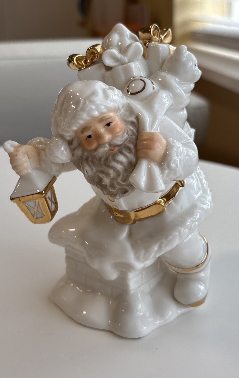Classic Treasures Porcelain Santa, White With Gold Accents Figurine