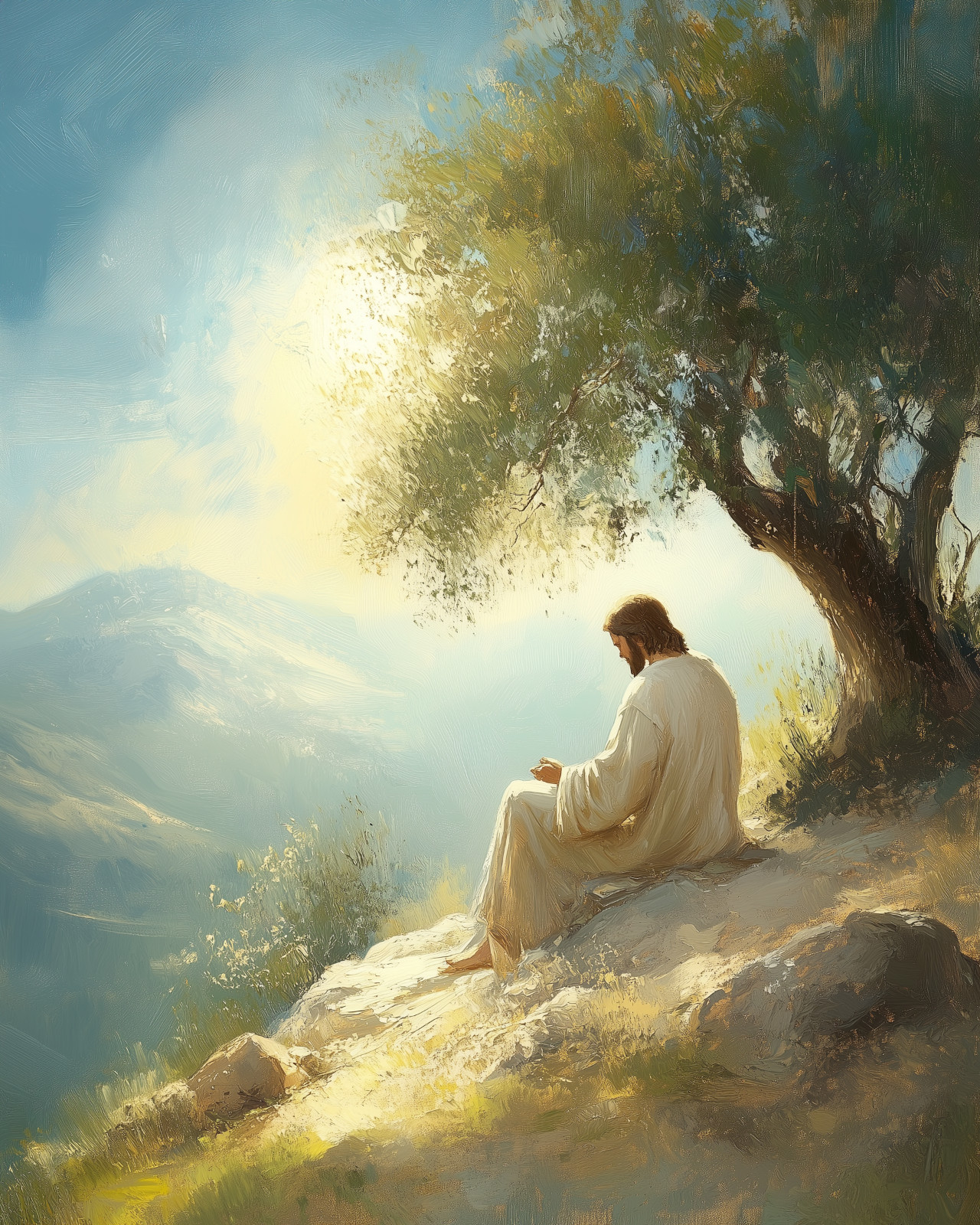 Vintage Jesus Praying Garden of Gethsemane 8x10 Signed Giclee Print Home Decor