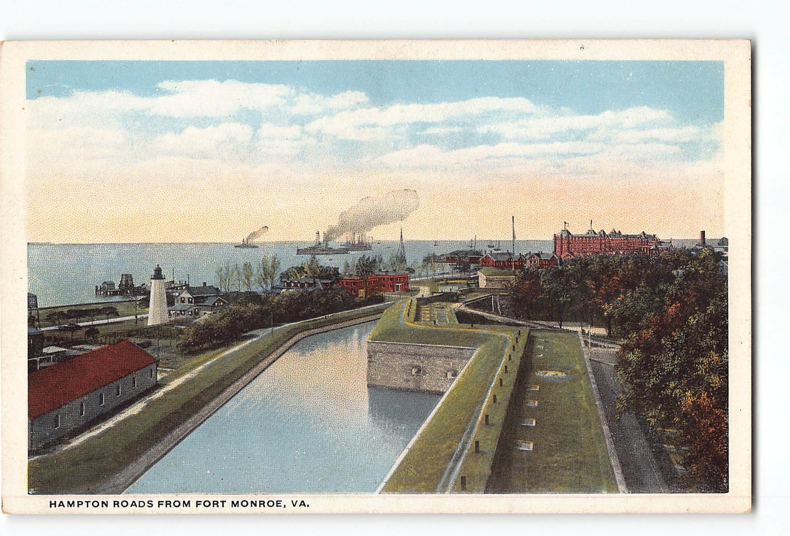 Fort Monroe Virginia VA Postcard 1919 Hampton Roads