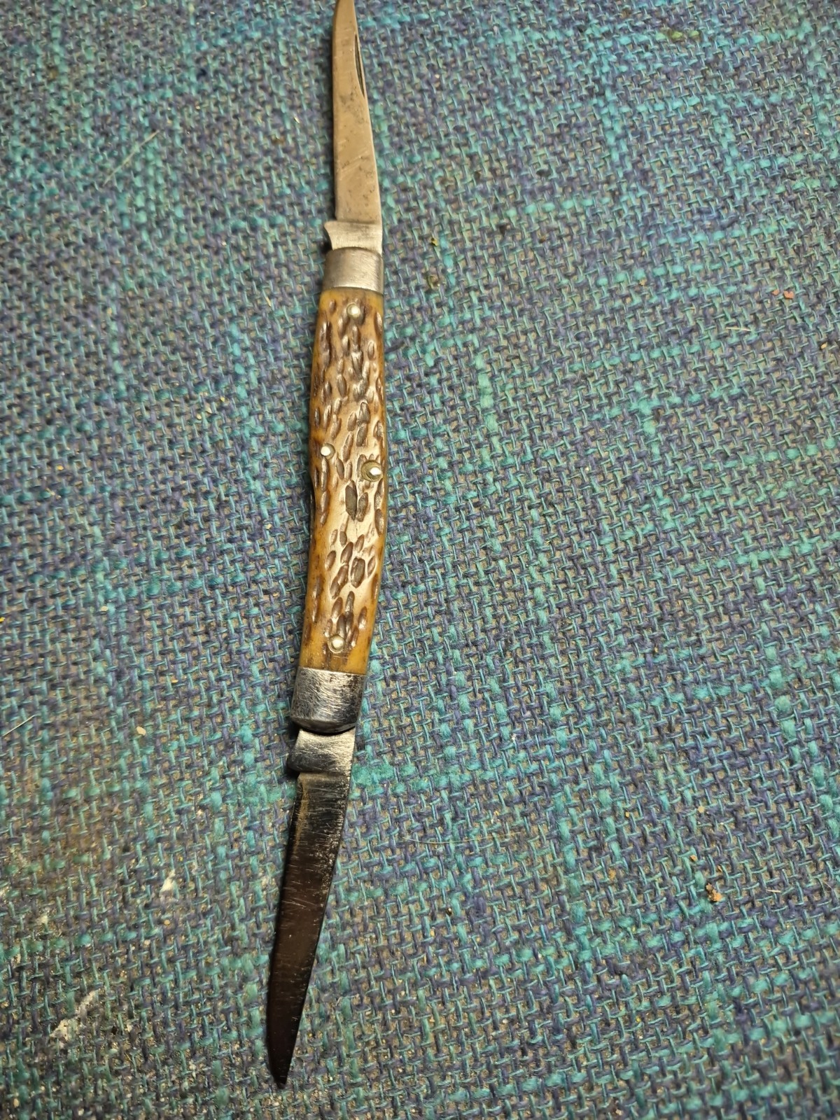 VINTAGE REMINGTON UMC MUSKRAT KNIFE BROWN BONE HANDLES R4593 USA 1924-33