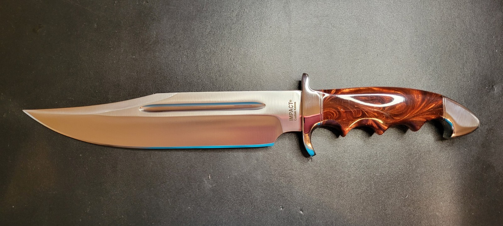 Impact Cutlery Custom D2 Steel Hunting Bowie Knife Red Resin Handle- 2557