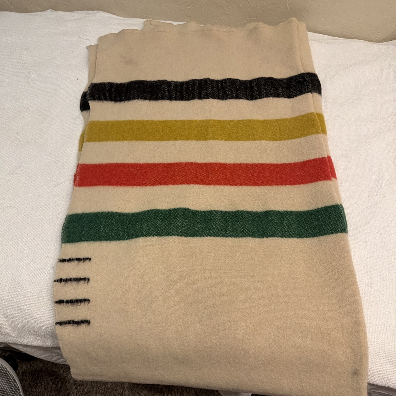 Vintage Rare Sterling Stripe 100% Wool Striped Blanket ~48x80” Hudson\'s Bay?