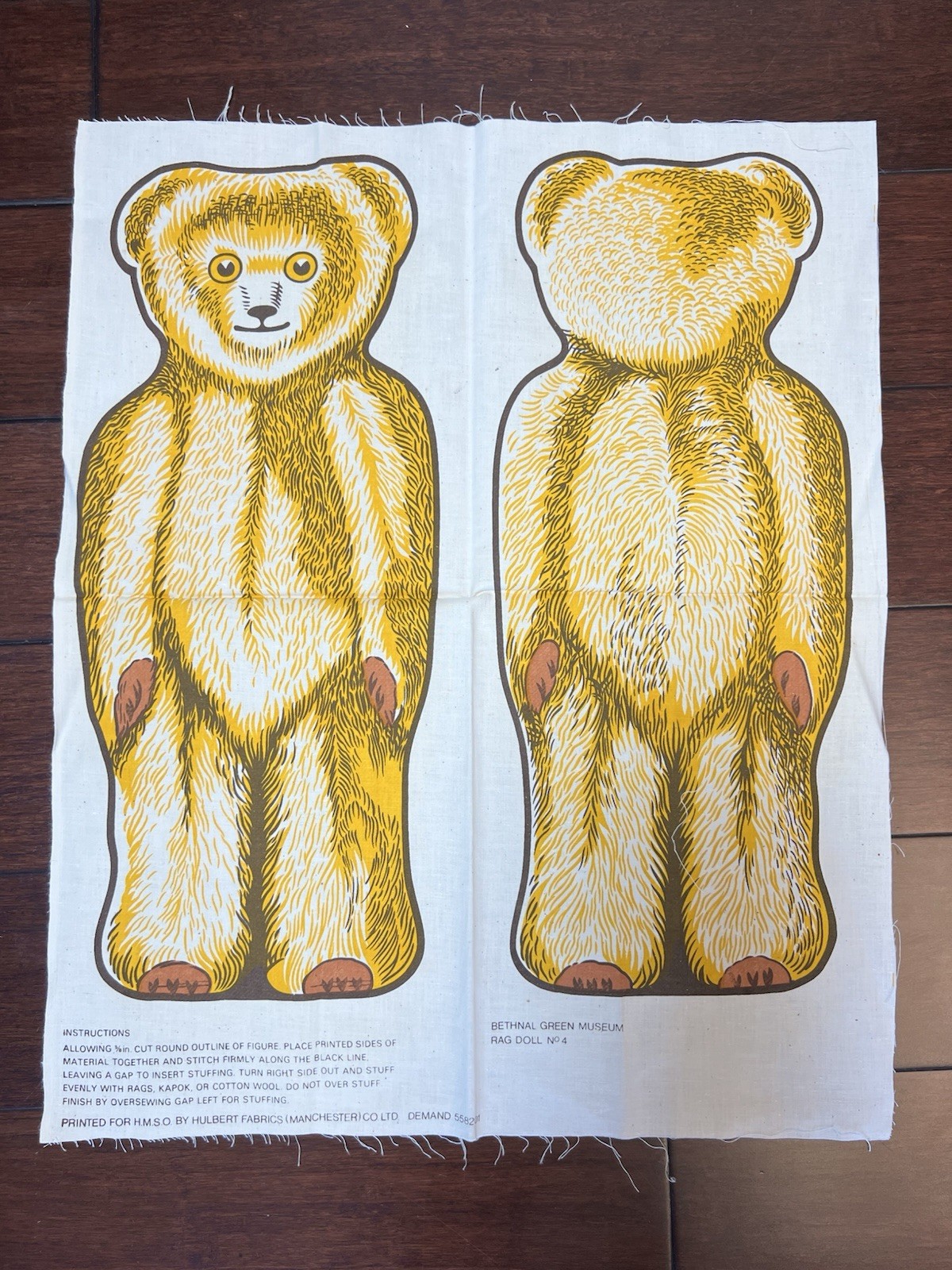 Vintage Teddy Bear Cut and Sew Panel: Bethnal Green Museum, Rag Doll No 4