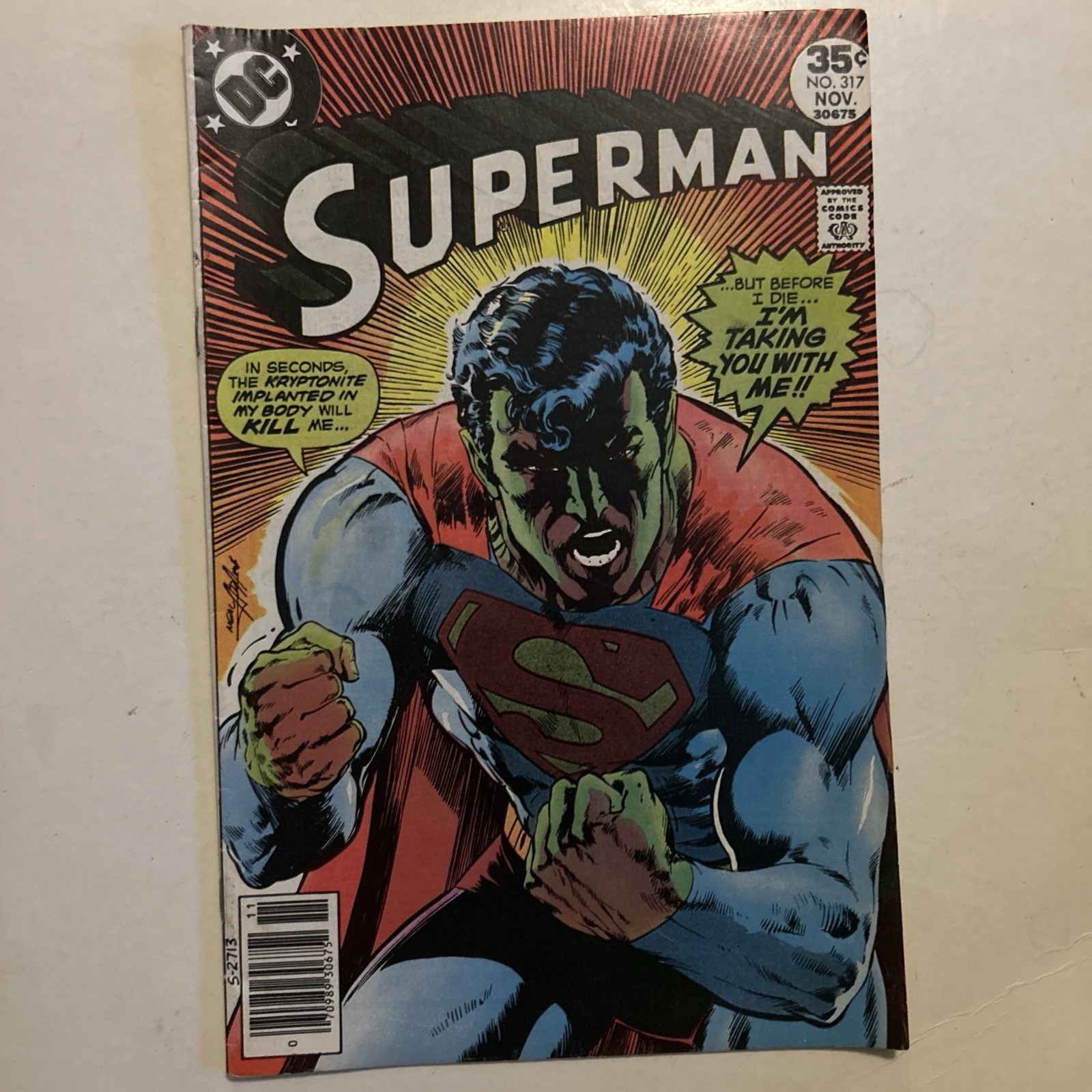Superman #317 1977 Iconic Neal Adams Kryptonite Poisoning Cover Key Issue