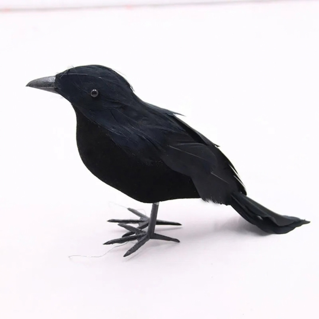 Halloween Realistic Black Raven Fake Crow Bird Decoration 4 x 7 Inch