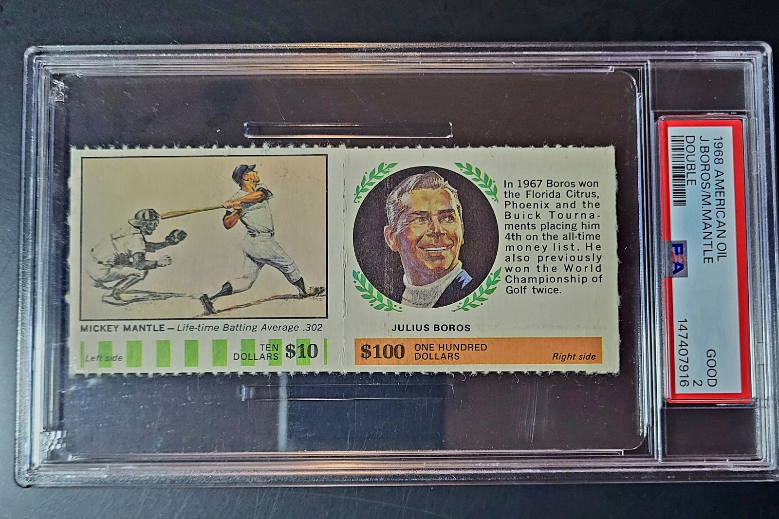 1968 American Oil Winners Circle Doubleheader #2 Mickey Mantle / Julius Boros