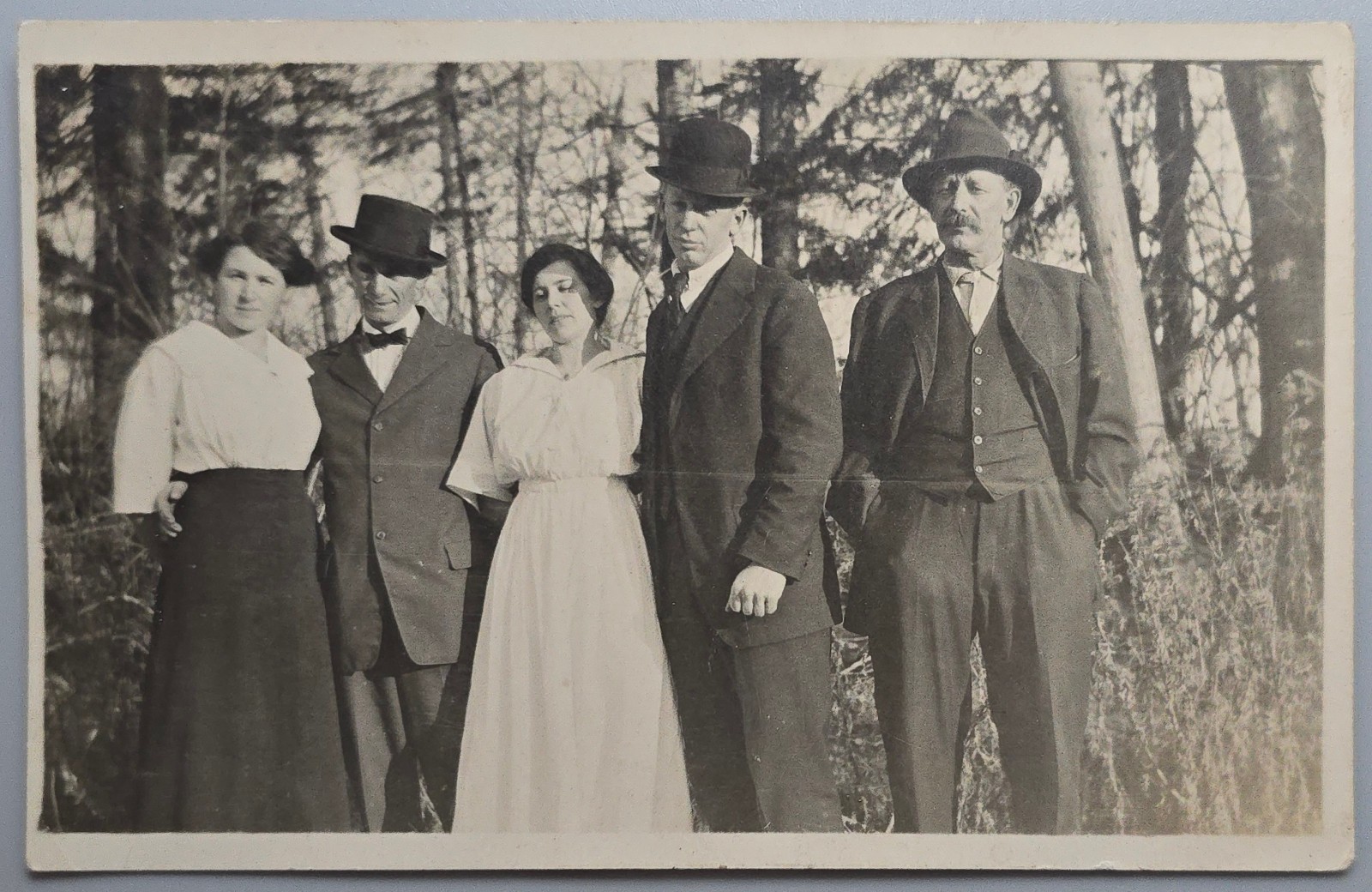 c.1910 RPPC Five Adults Family Group Portrait Outdoors Real Photo Postcard c.1910 RPPC Five Adults Family Group Portrait Outdoors Real Photo Postcard