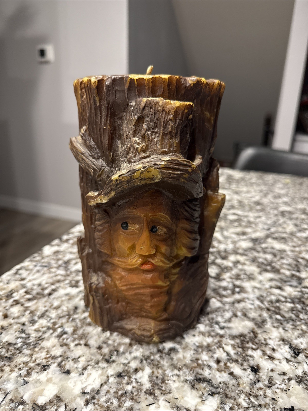 Vintage Gunter Kerzen Candle- Old Man In Tree Trunk Design- Unused Handmade
