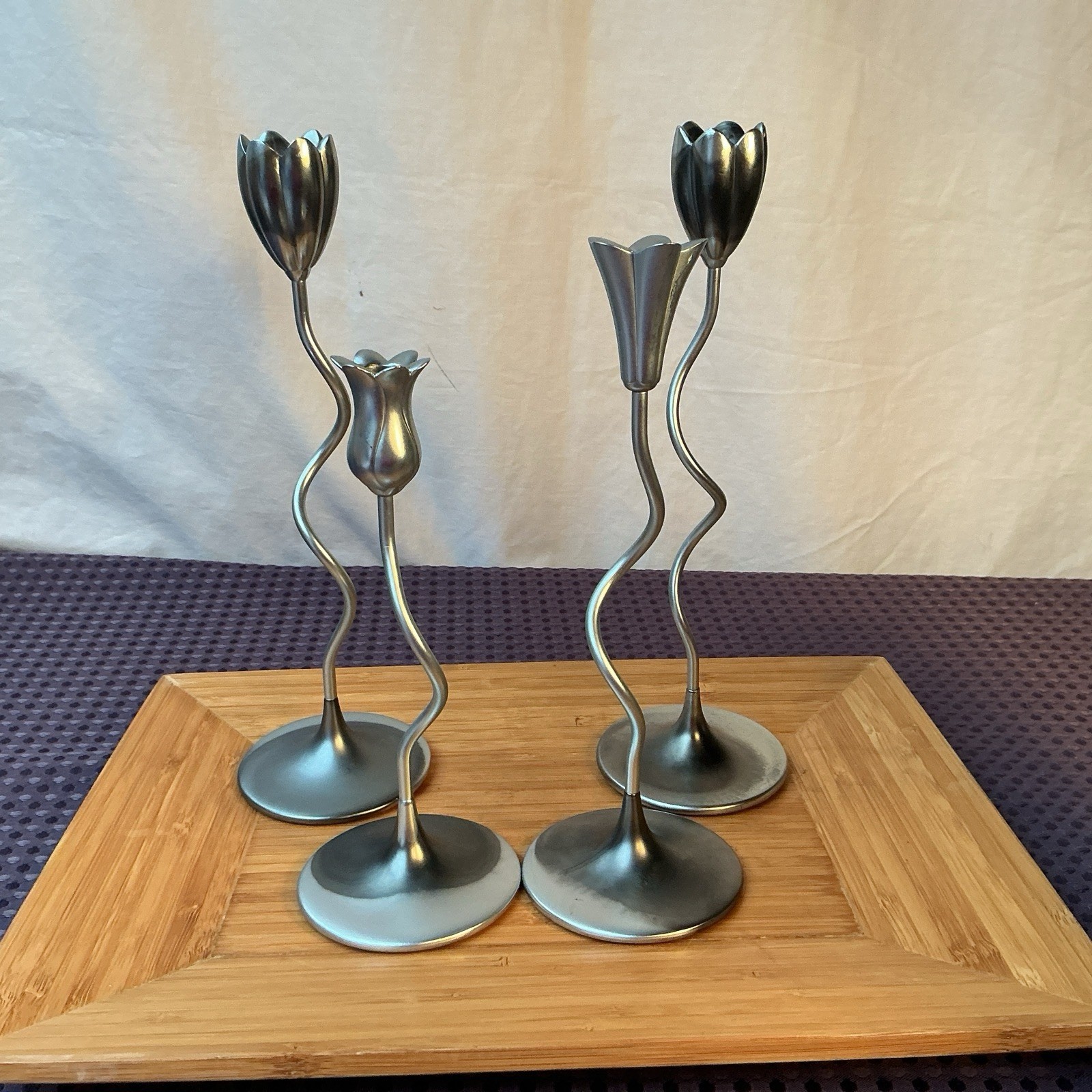 Vtge PartyLite Retired, Tulip Candlesticks 4 Small Candles