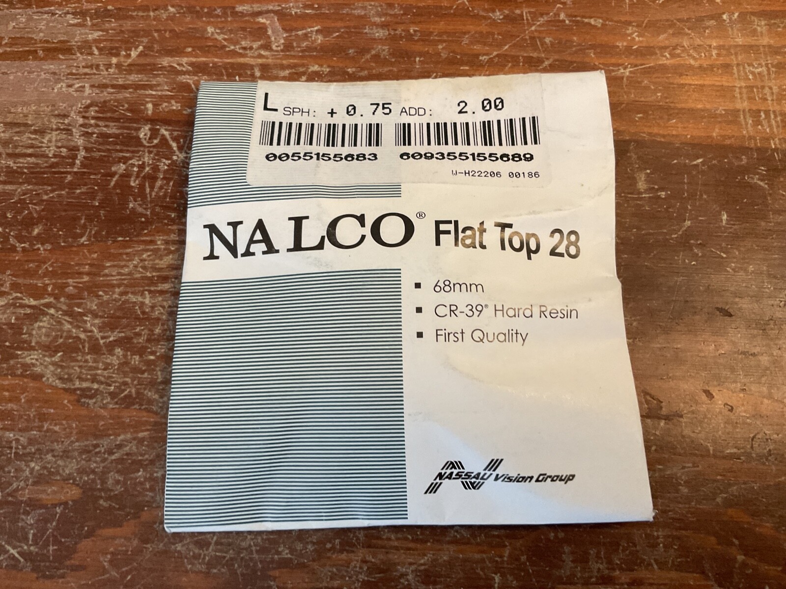 NOS Vintage Flat Top 28 Glasses Lenses Nalco Lite 68mm Hard Resin - L NOS Vintage Flat Top 28 Glasses Lenses Nalco Lite 68mm Hard Resin - L