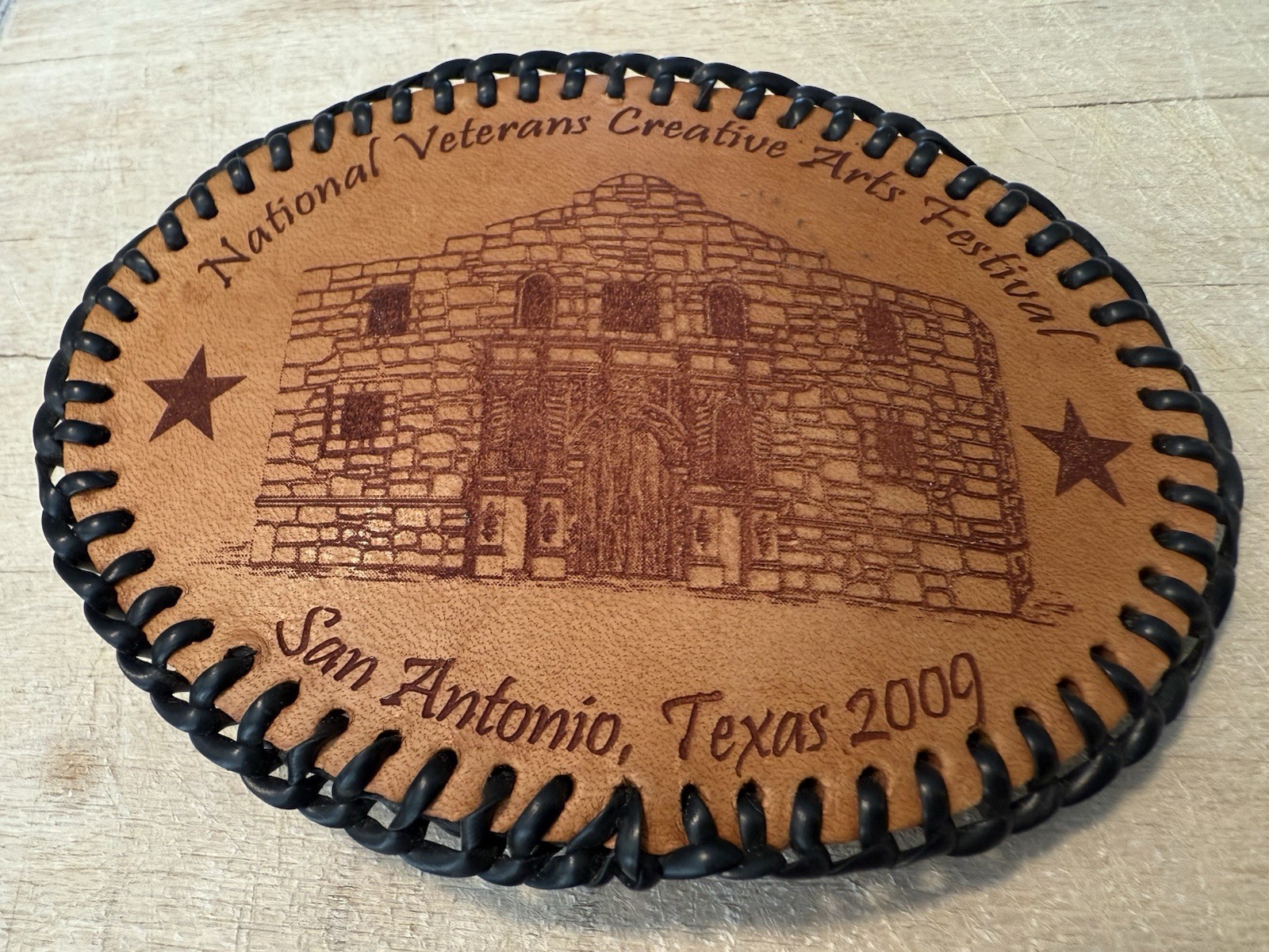 NATIONAL VETERANS CREATIVE ARTS FESTIVAL SAN ANTONIO ALAMO Leather Belt Buckle