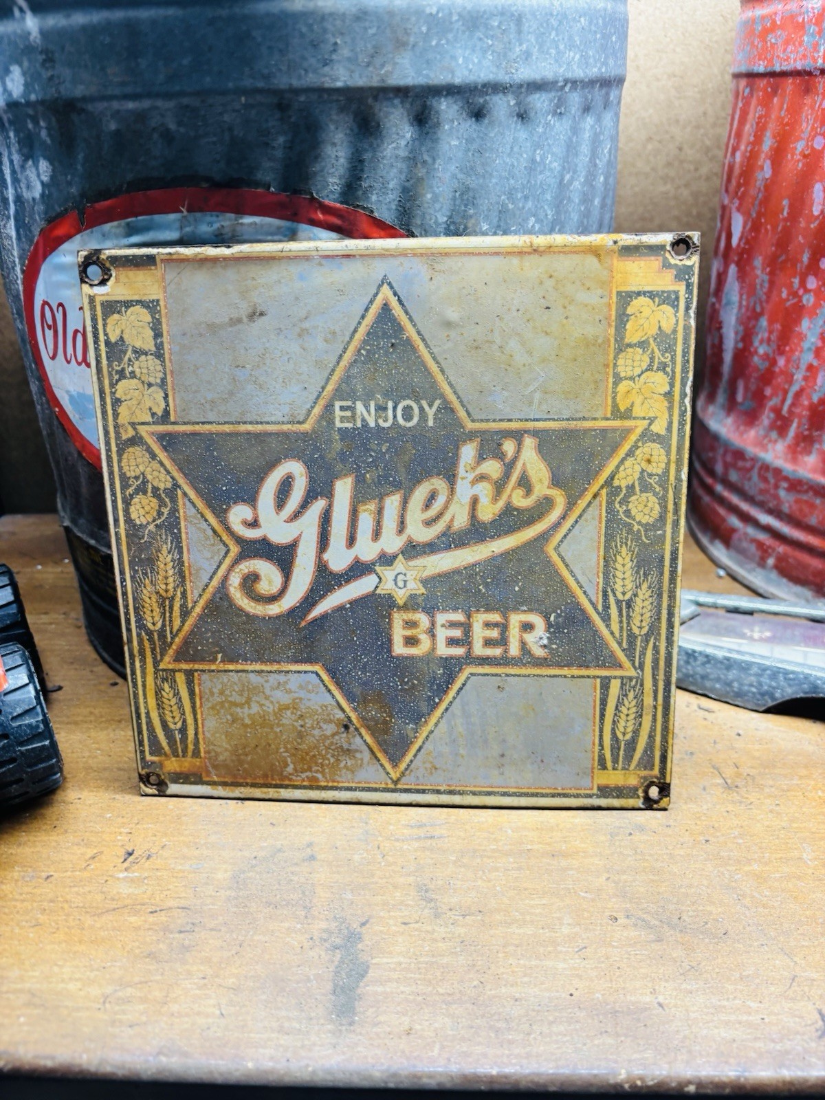 Glueks Beer Porcelain Advertising Sign