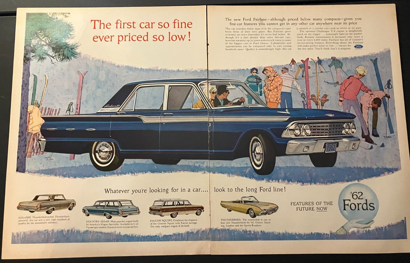 1962 Ford Model Range - Vintage Print Ad / Wall Art - Fairlane, Galaxie, Falcon