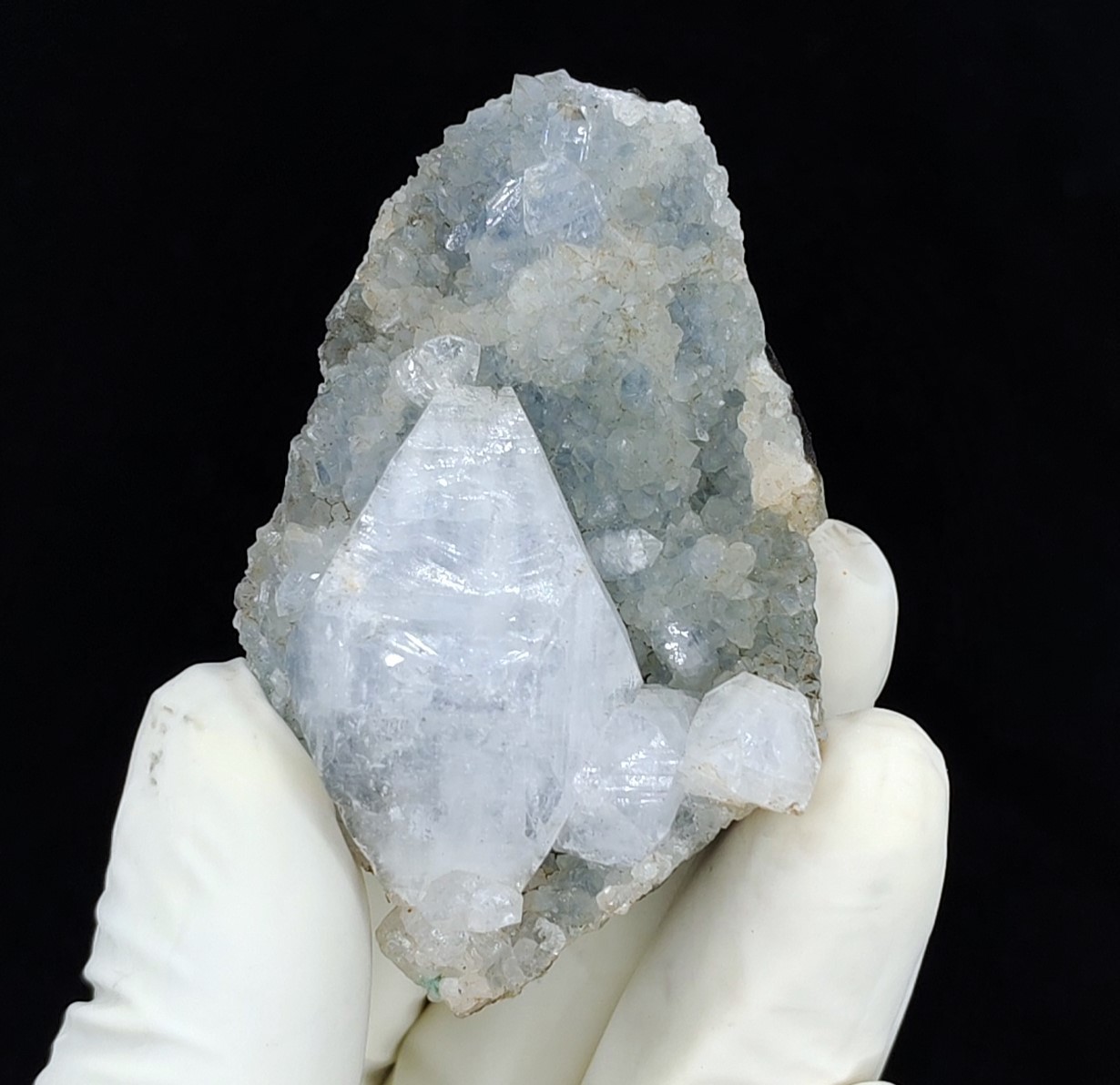 Natural Apophyllite Crystal On Quartz Mineral Specimen #313