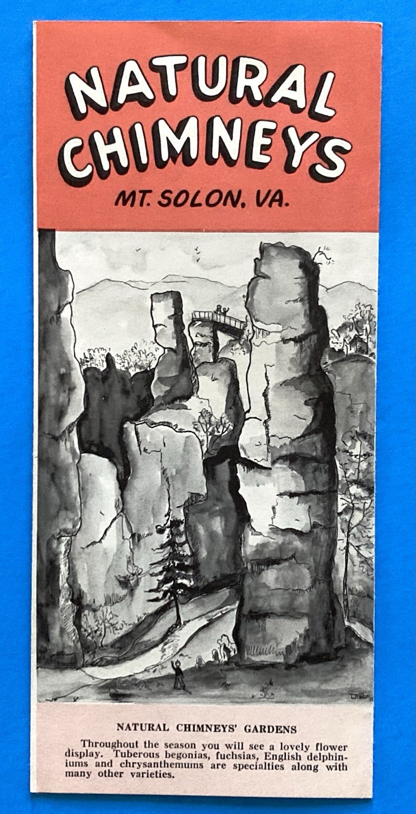 Vintage 1950s Natural Chimneys Mt Solon VA Virginia Tourist Travel Brochure