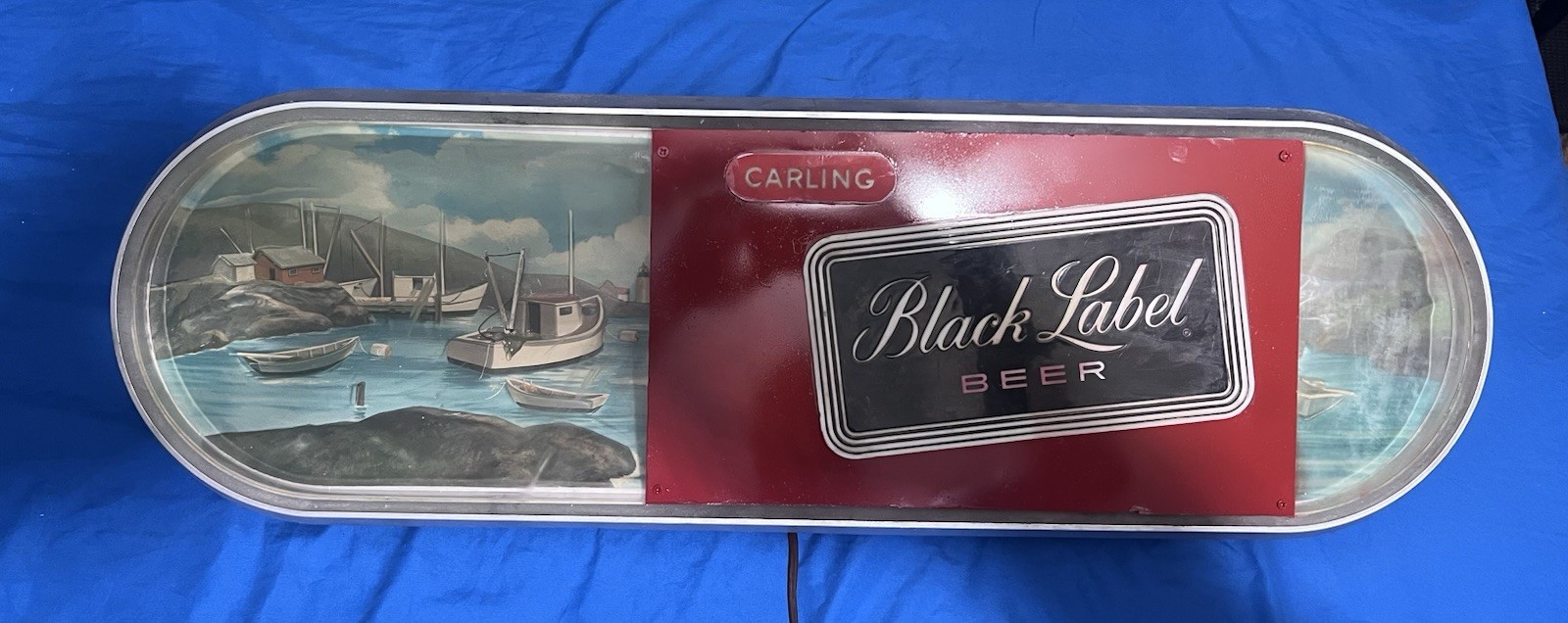 Carling Black Label Beer Light Up Beer Sign Boat Scene