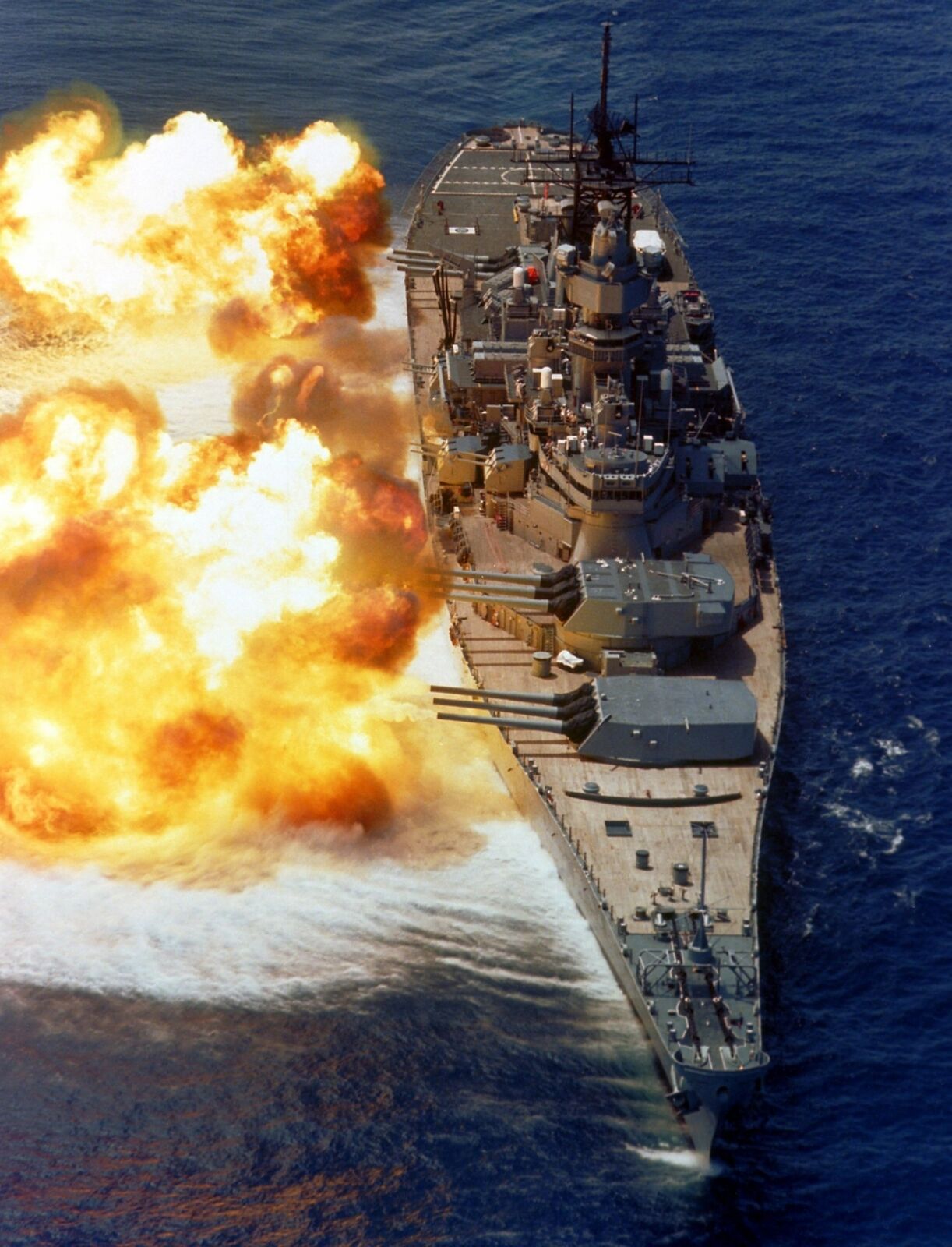 USS_IOWA Fires Broad Side View  8.5 X 11 PHOTO