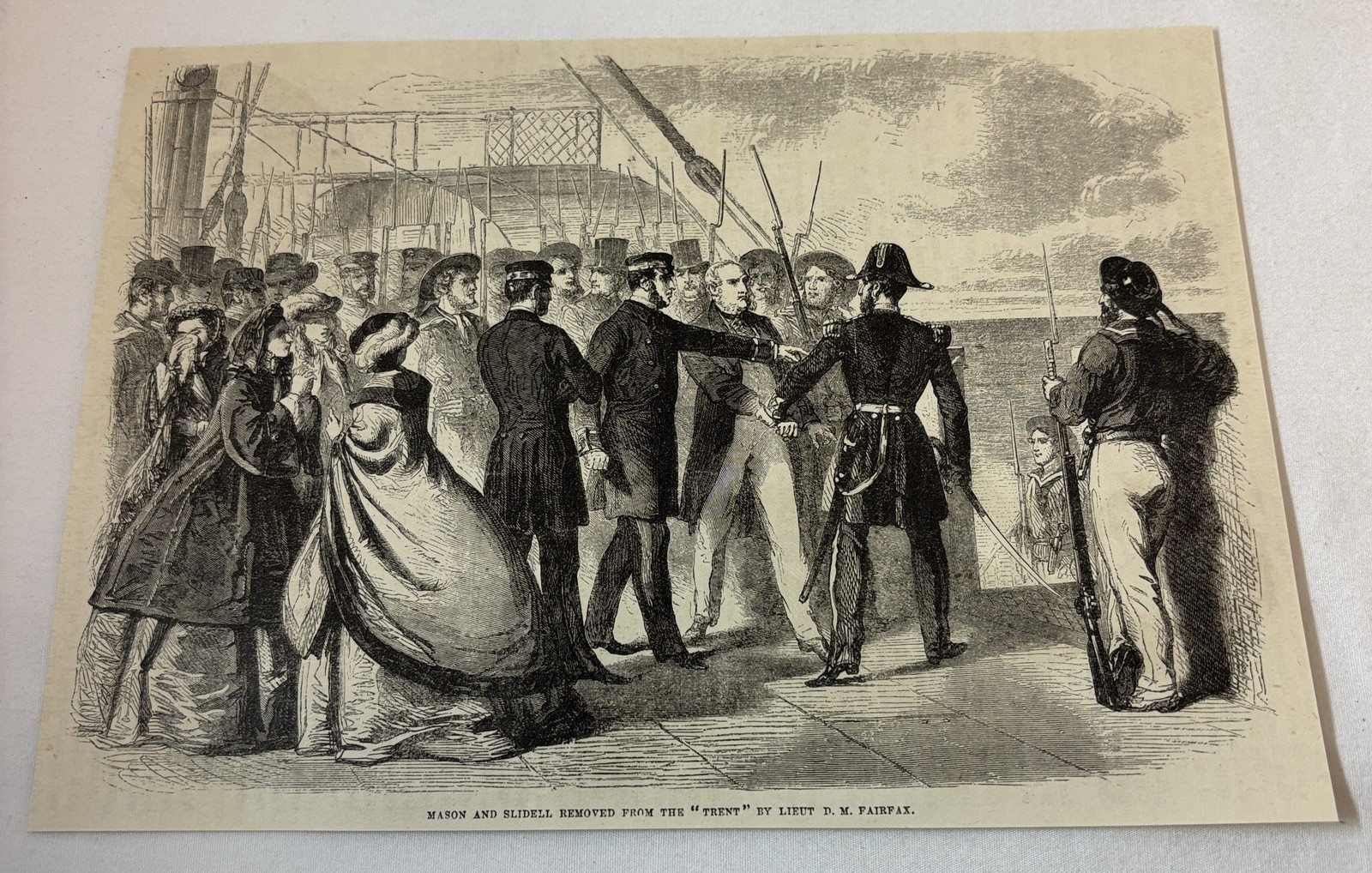 1881 magazine engraving~ JAMES MURRAY MASON AND JOHN SLIDELL - THE TRENT AFFAIR