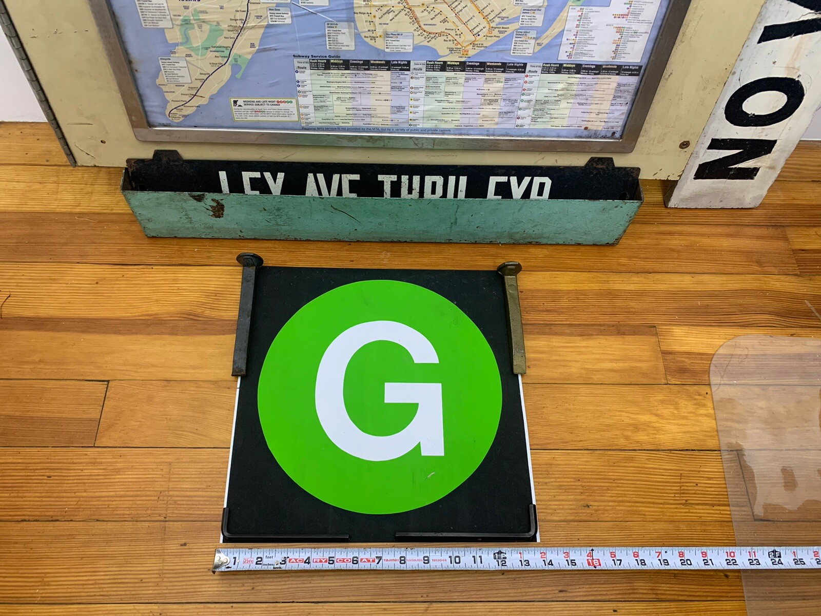 R27/30 1984 NY NYC SUBWAY ROLL SIGN G LINE BROOKLYN GREENPOINT 1939 WORLDS FAIR