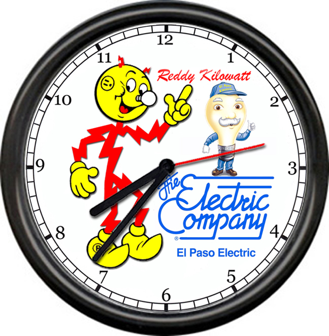 Reddy Kilowatt El Paso Texas TX Power Electric Electrician Tool Sign Wall Clock