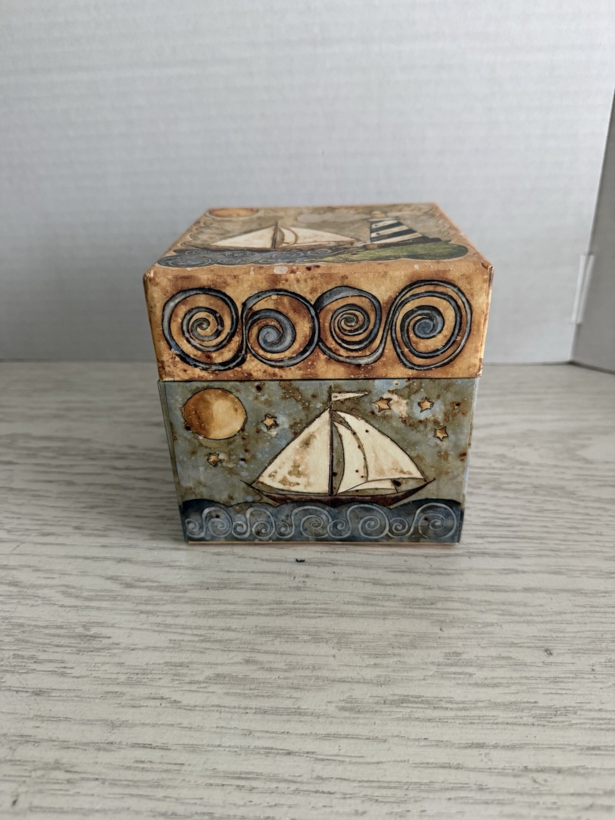 VTG Bob’s Boxes “Set Sail” Karen Hilliard Crouch Nautical Folk Art Maritime L👀K