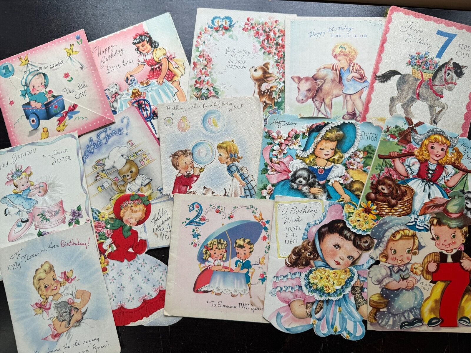 Lot of 70 Vintage 1940s/1950s Child's Birthday Cards - Adorable Artwork