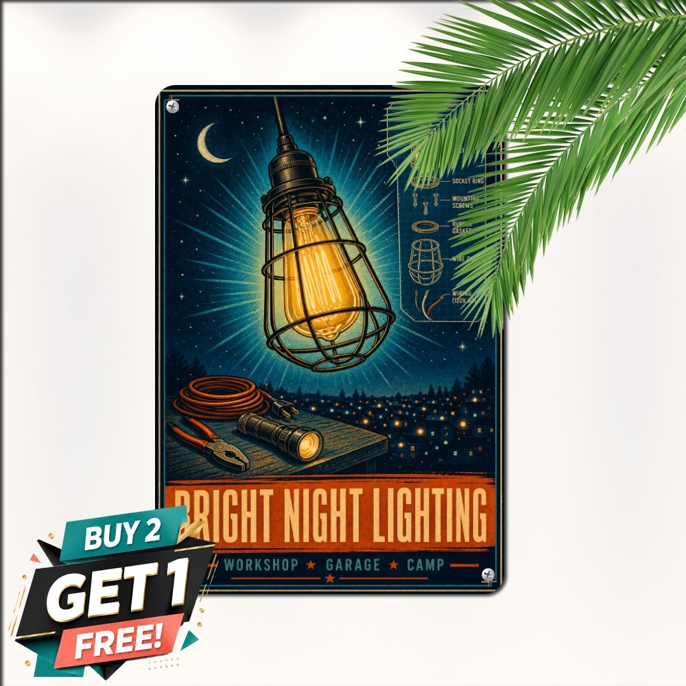 Vintage Classic Light Bulb Lighting Metal Sign Retro Electric Tin Plaque