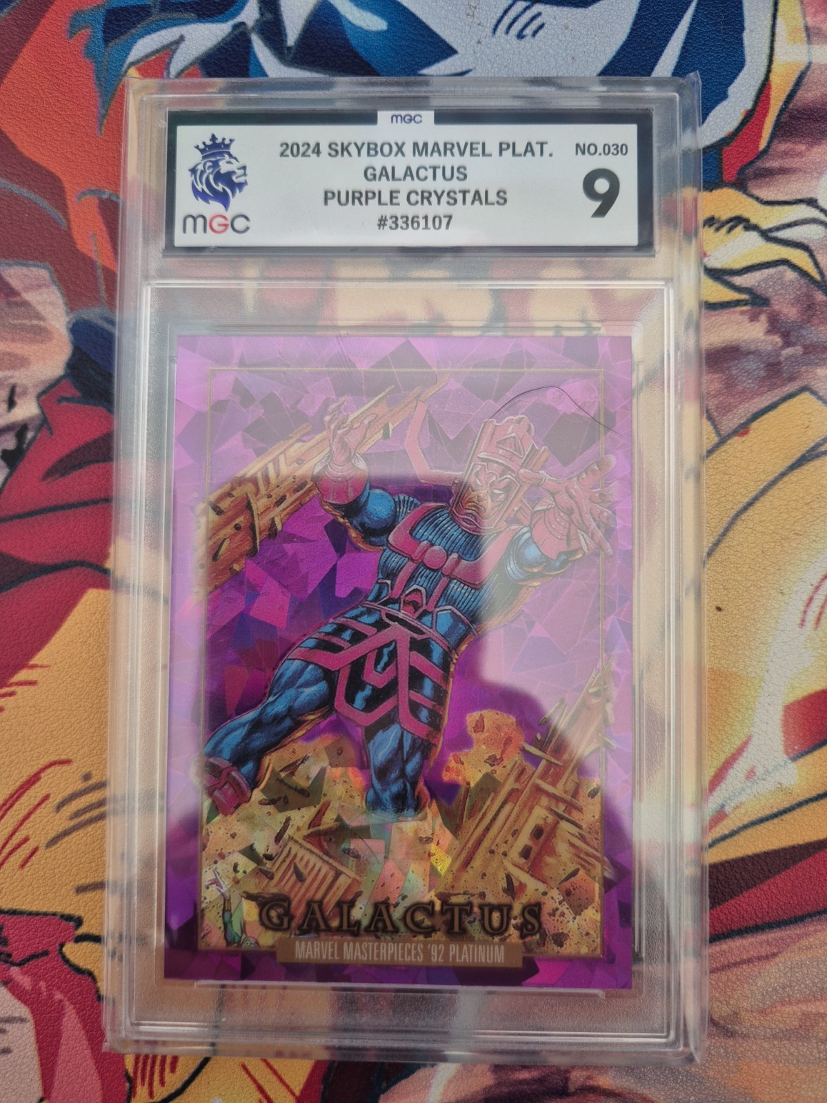 2024 Skybox Marvel Masterpieces \'92 Platinum Purple Crystals #30 Galactics Mgc 9
