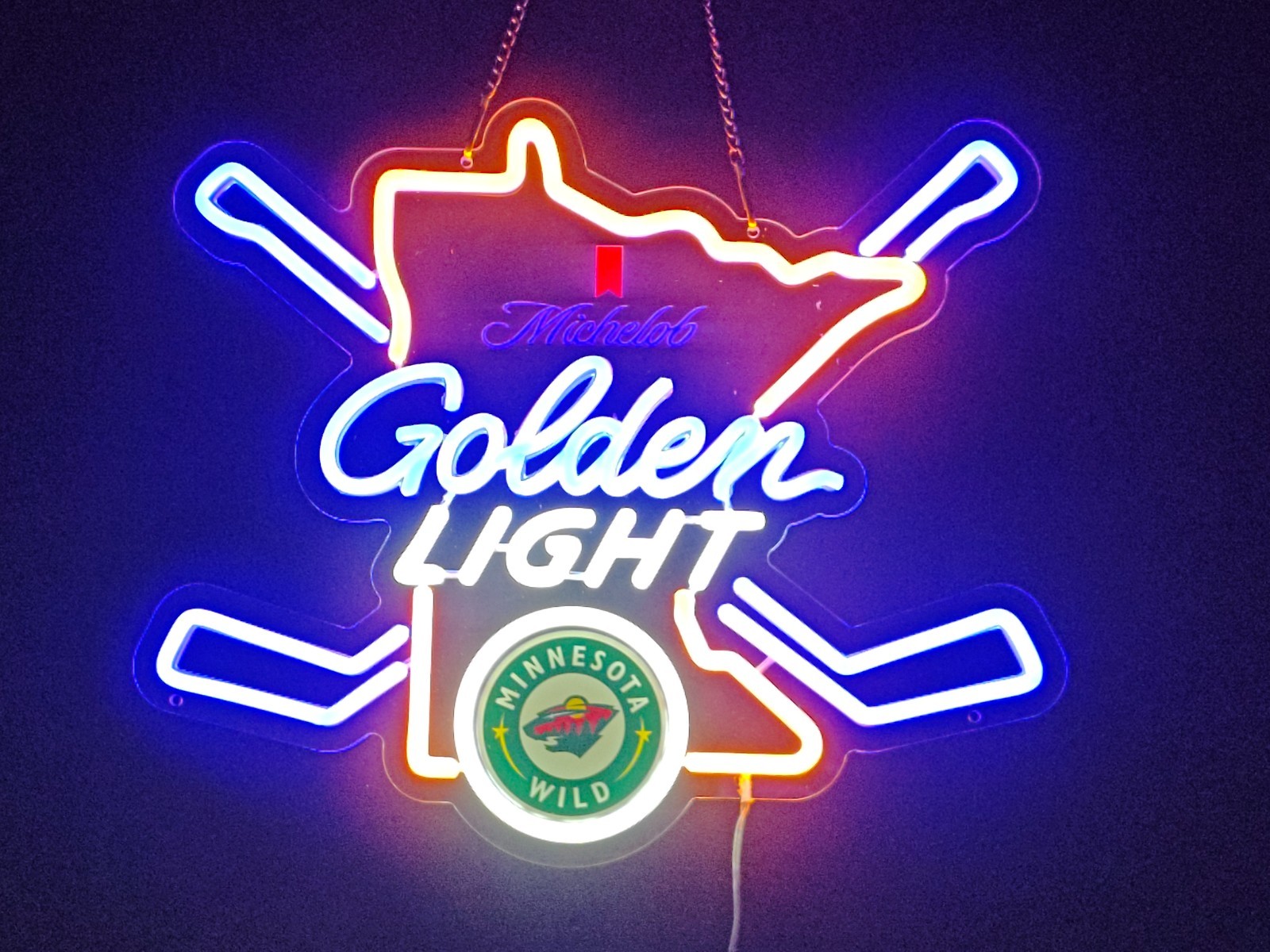 16''x14'' Michelob Golden Light Minnesota LED Neon Sign With Dimmer USB Powered