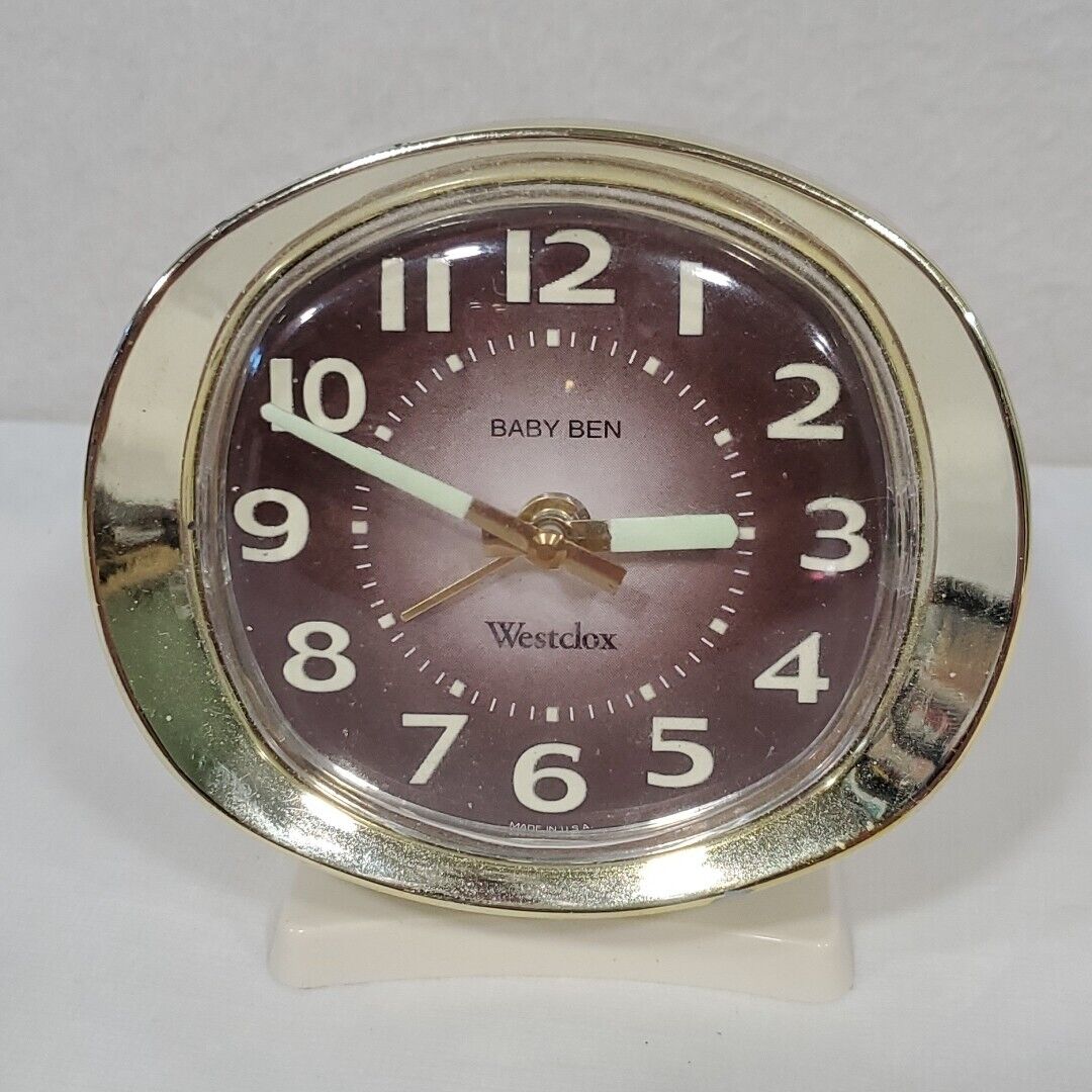 Westclox Vintage Baby Ben Alarm Clock Wind Up Analog Glow in the Dark Numerals 