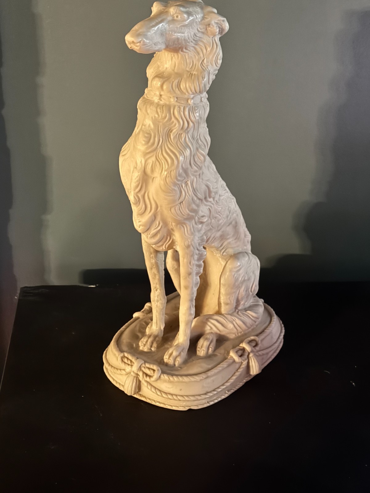 Vintage Borzoi Russian Wolfhound Statuette White with Tang Stamp