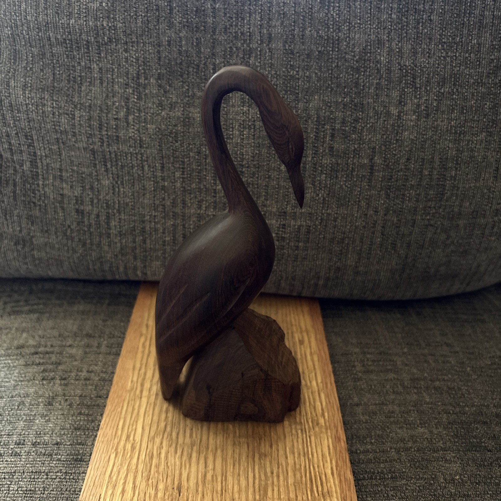 Vintage Wooden Hand Carved Crane