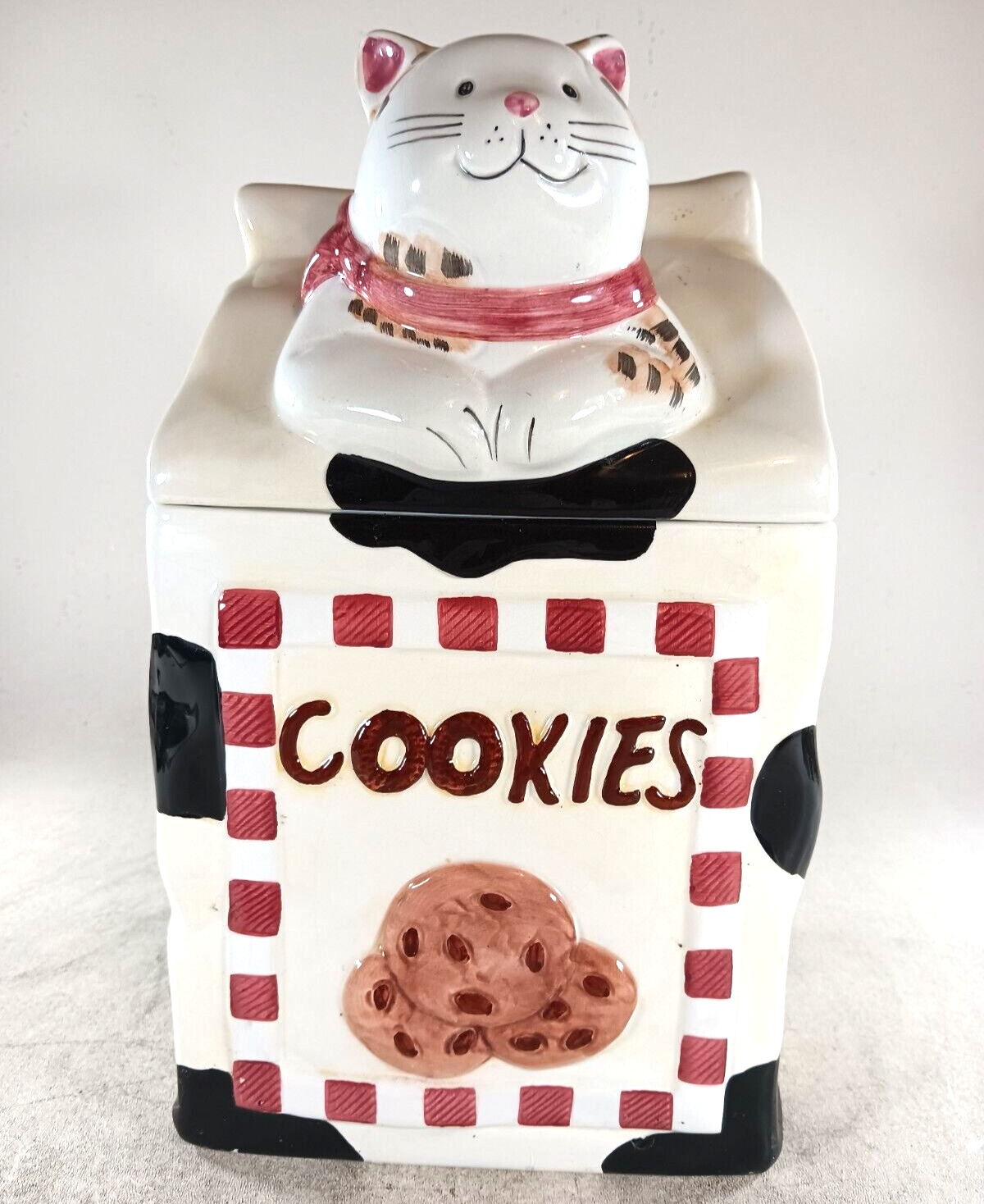 Jay Import Kitten Popping Out Of Top Of Milk Carton Cookie Jar Cow Ceramic