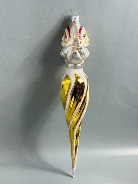Vintage Christopher Radko Christmas Ornament Glass Figurine Two Sided Santa Face