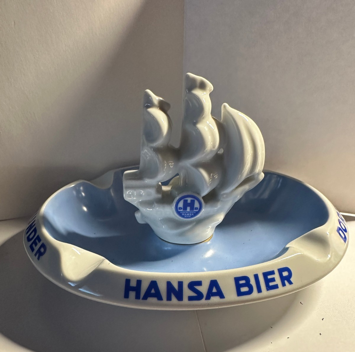 Vintage Hansa Bier Beer Dorthmunder Sailing Ship Advertising Ashtray EUC