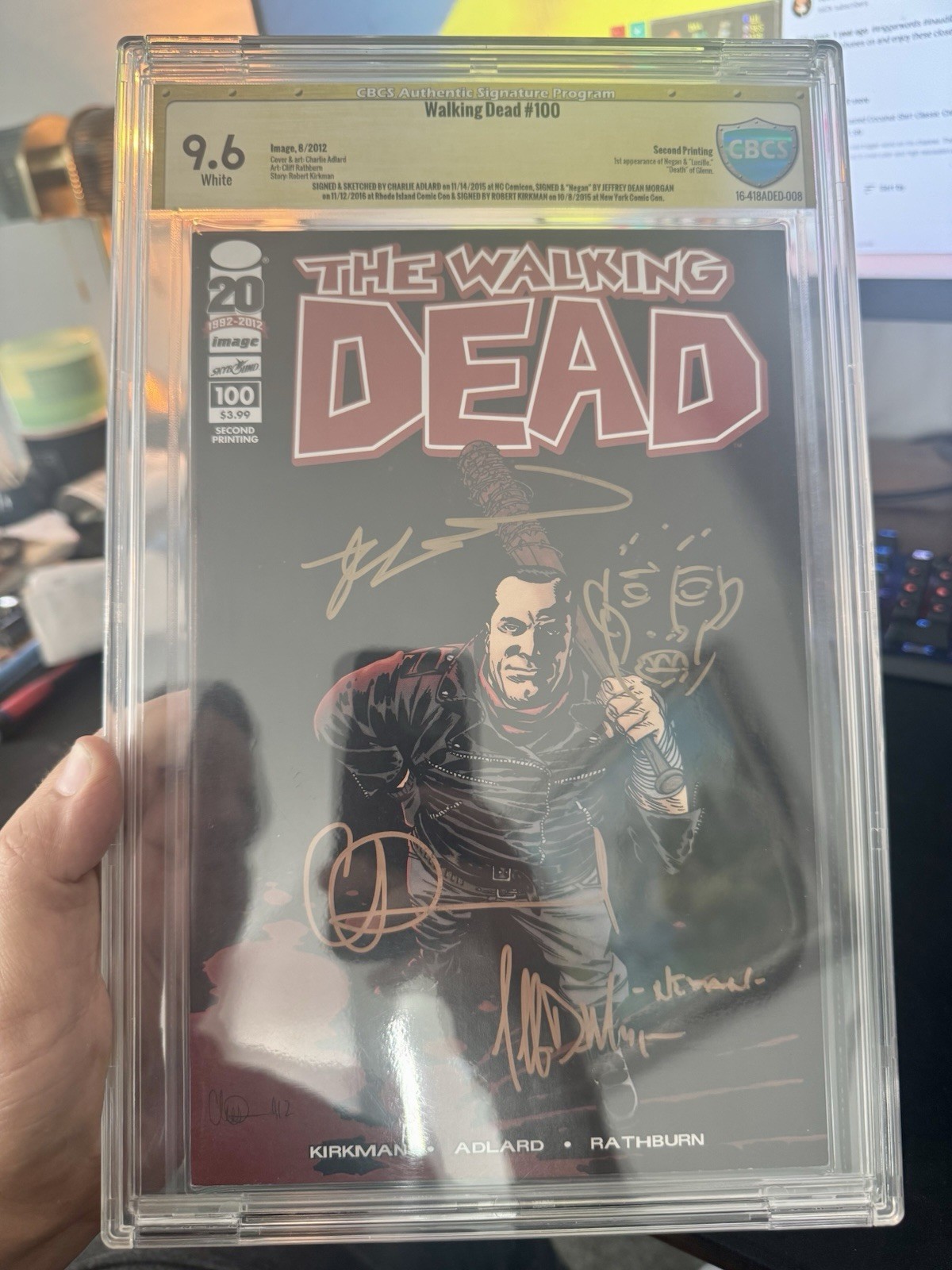 Walking Dead #100 CBCS 9.6 Jeffrey Dean Morgan NEGAN SKETCH Signed Sketch Comic