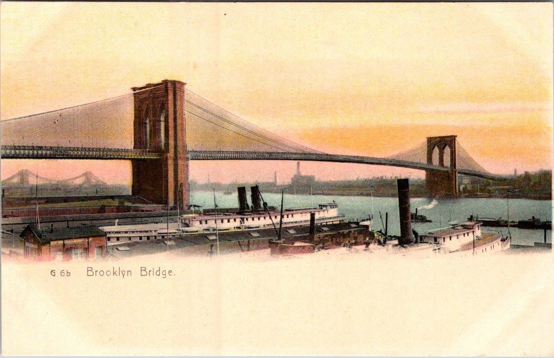 Pre-1907 BROOKLYN BRIDGE NEW YORK CITY NYC ANTIQUE ROTOGRAPH POSTCARD #2