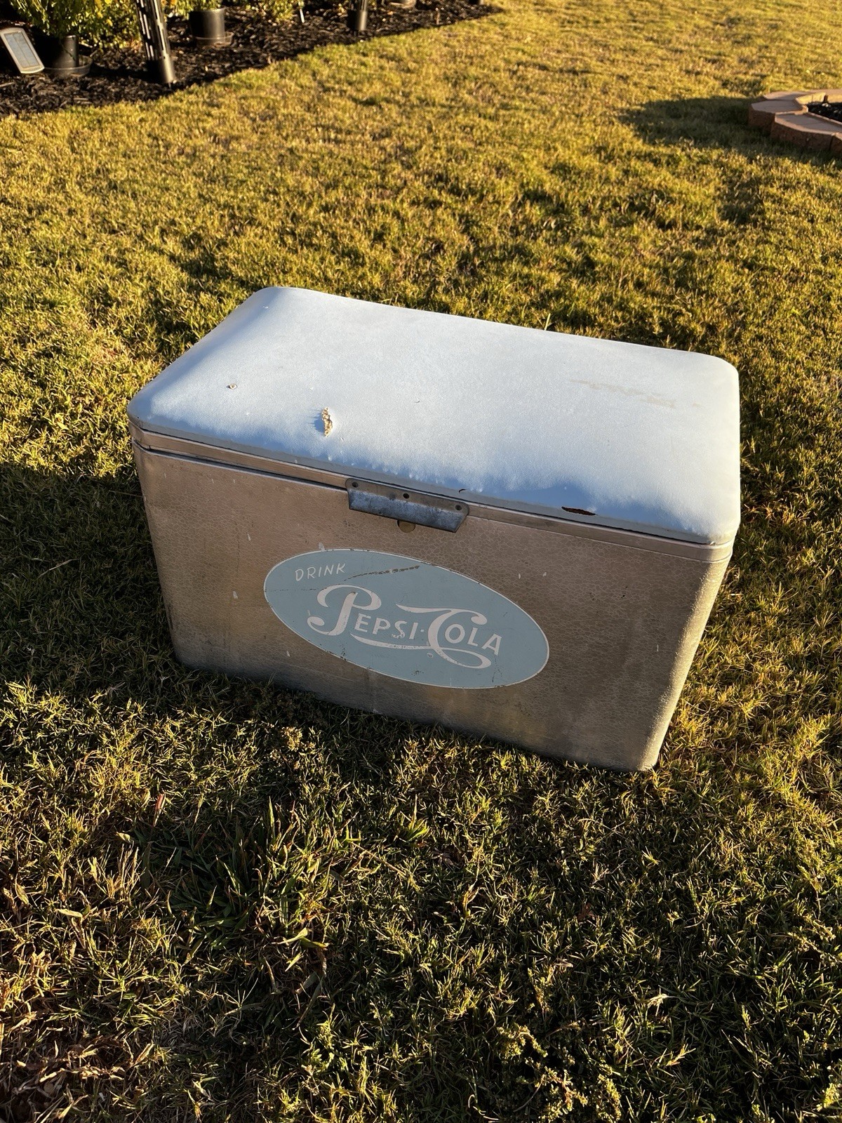 Vintage 1950's PEPSI-COLA Picnic Metal Ice Chest Cooler aluminum