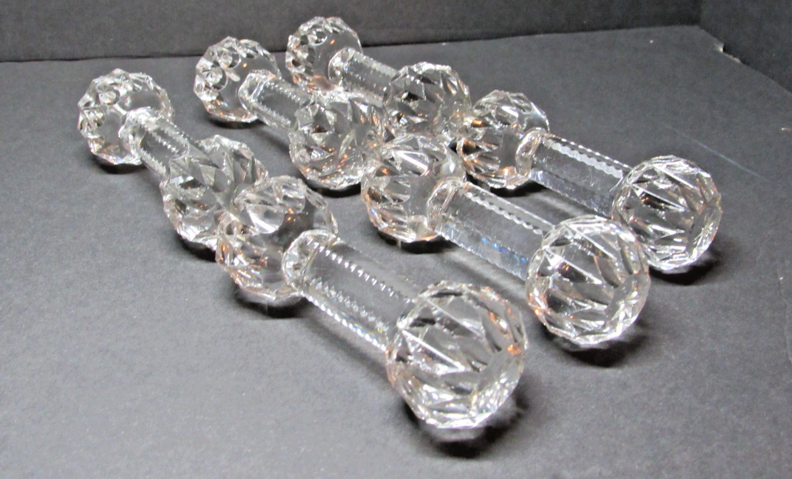 6 Vintage  Crystal Glass Dumbbell Style Elegant Knife Rest Stand #A26-23