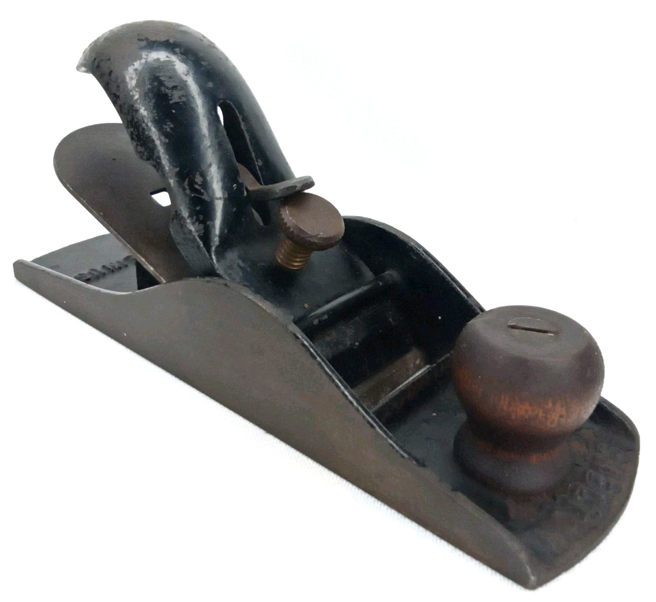 Antique Tool 1930s Shelton Adjustable Block Plane Wood Handle Made In USA Signed