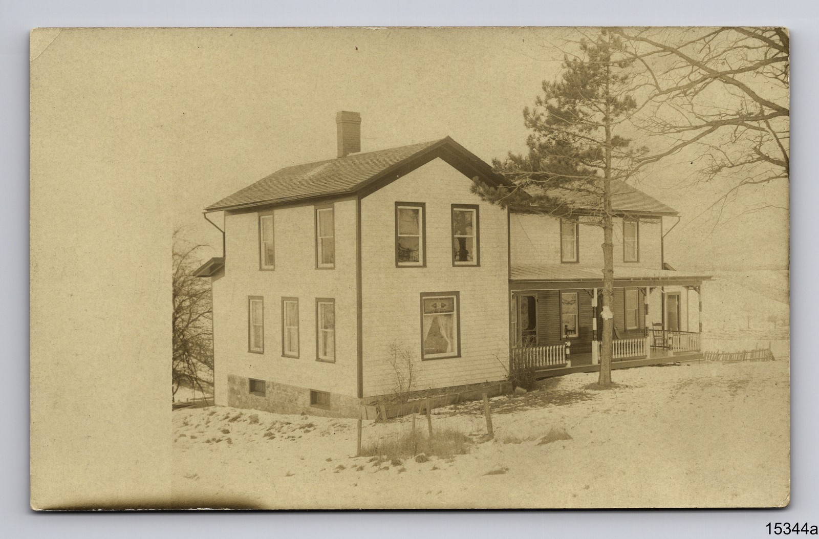 RPPC Winter at Two Story Home Unknown Real Photo Postcard
