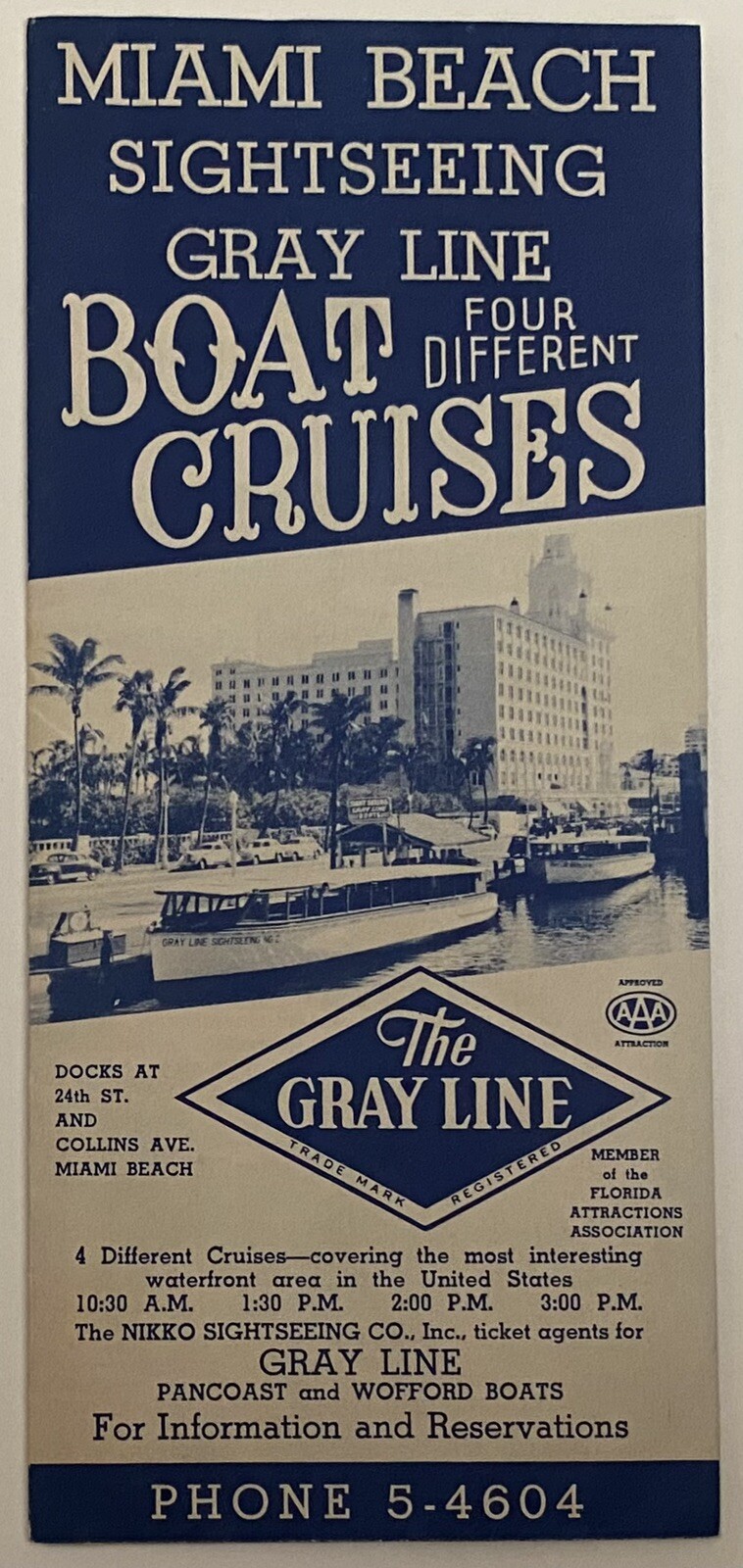 MIAMI BEACH FL SIGHTSEEING ~GRAY LINE BOAT CRUISES-GREYHOUND BUS TOURS BROCHURE