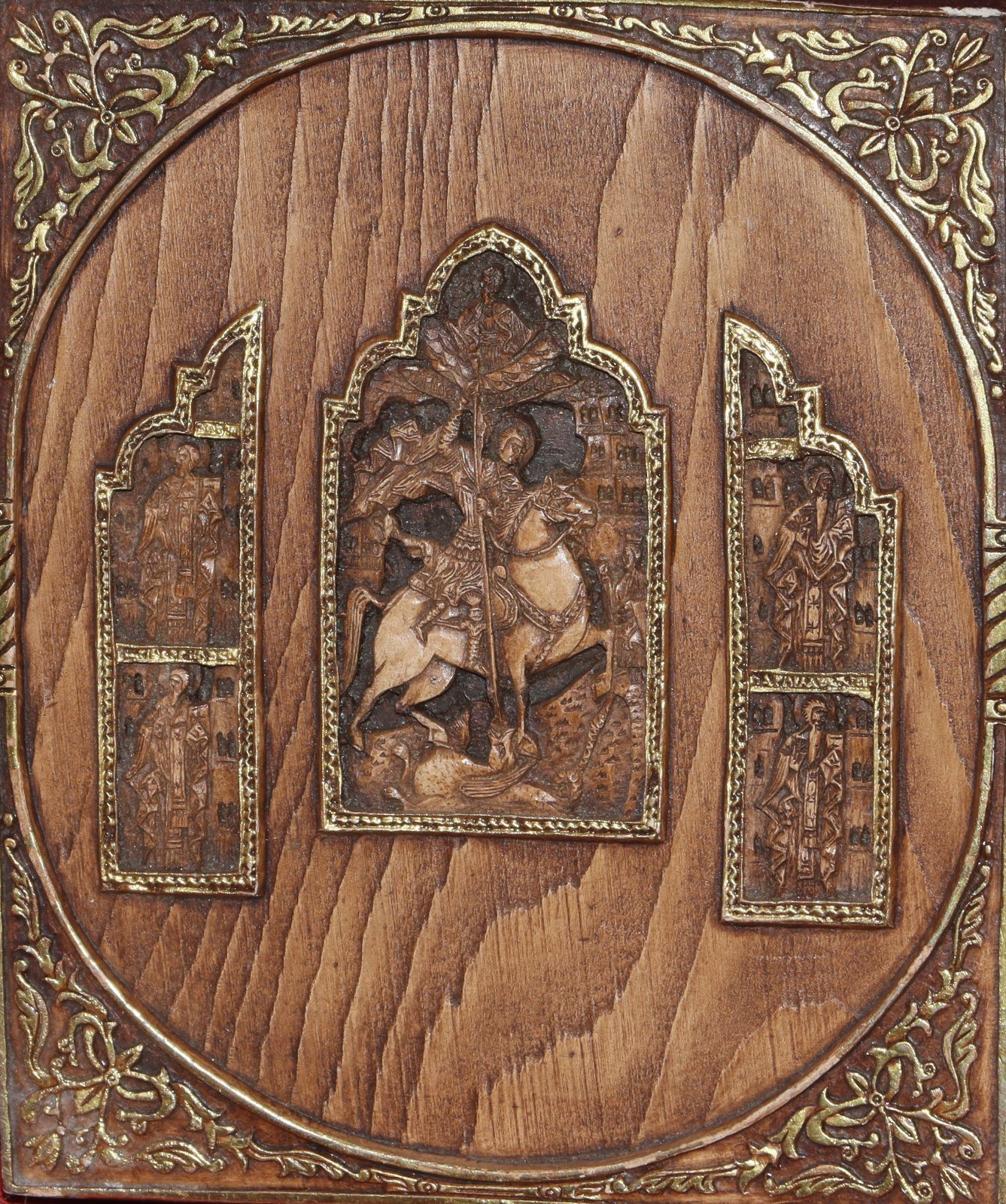 Greek 6 \'\' Icon Carving  Orthodox Saint George hand made